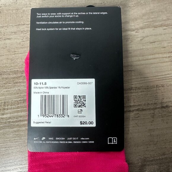 NWT Nike Women Spark Lightweight No Show Run Socks Pink Size Large (DA3589-667) - Picture 9 of 9